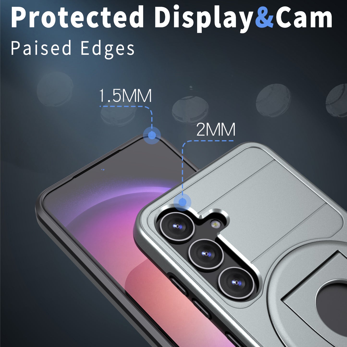 For Samsung Galaxy S24+ Case PC+TPU Slide Camera Protection Phone Cover Compatible with MagSafe - Grey