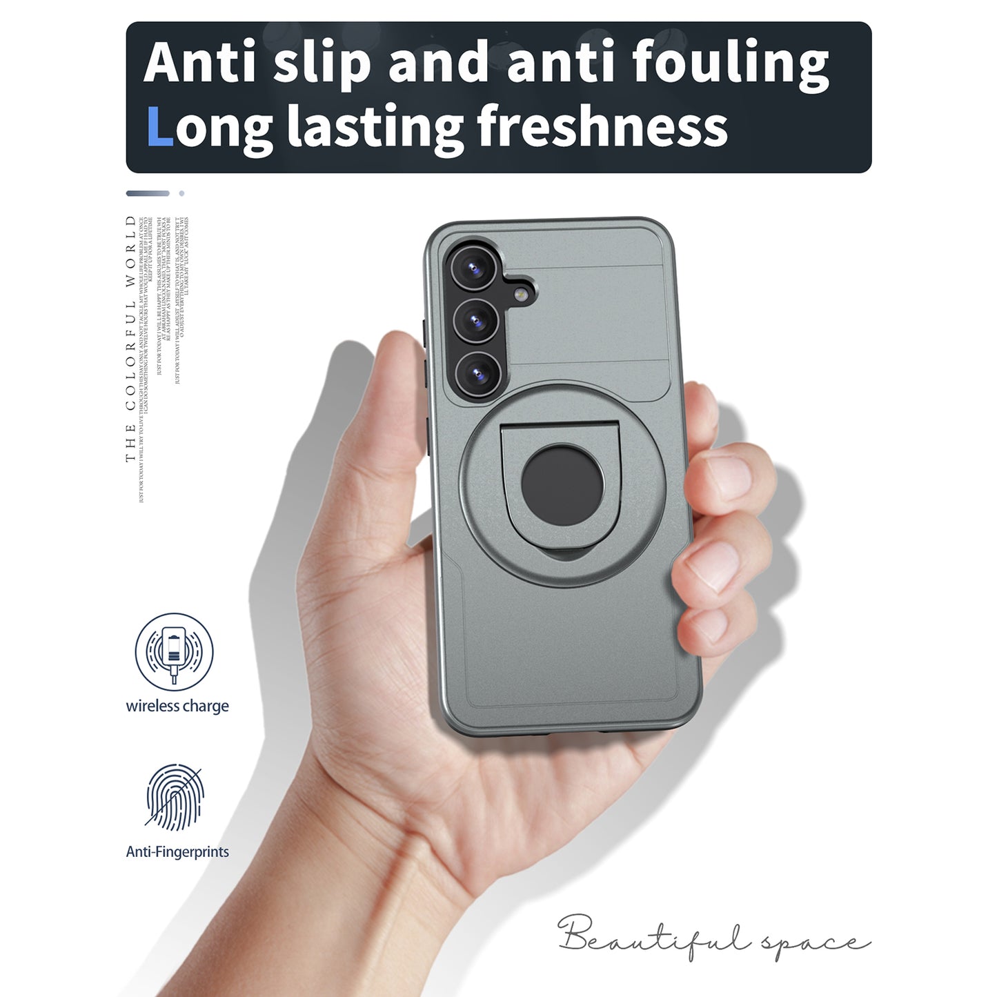 For Samsung Galaxy S24+ Case PC+TPU Slide Camera Protection Phone Cover Compatible with MagSafe - Grey