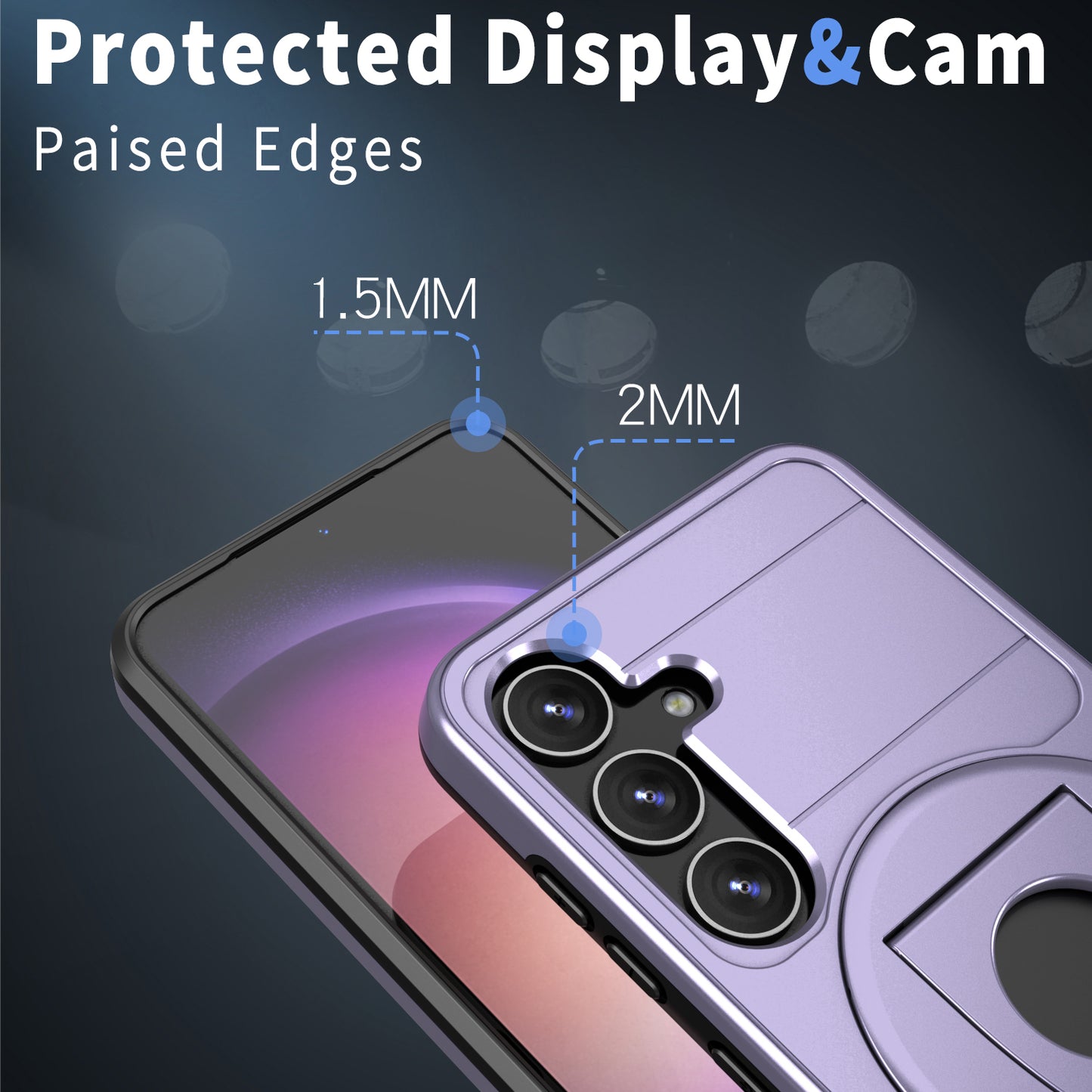 For Samsung Galaxy S24+ Case PC+TPU Slide Camera Protection Phone Cover Compatible with MagSafe - Purple