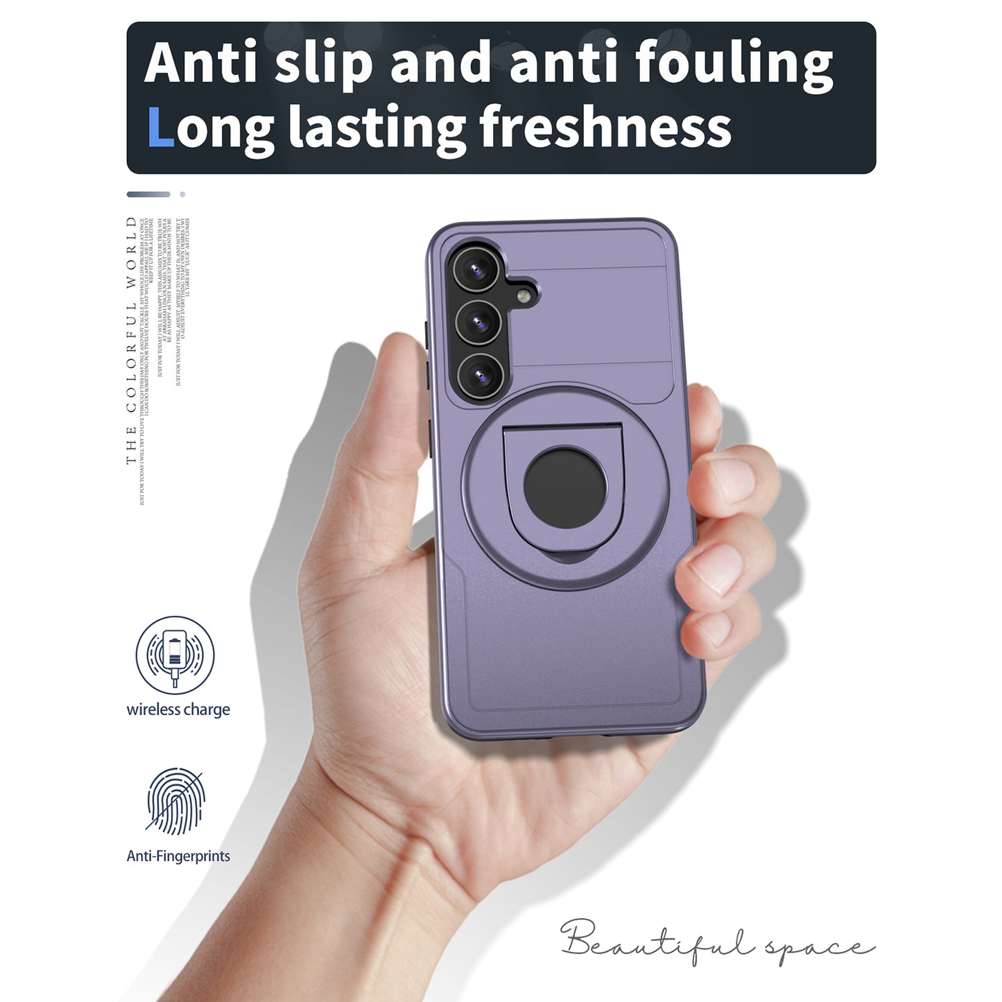 For Samsung Galaxy S24+ Case PC+TPU Slide Camera Protection Phone Cover Compatible with MagSafe - Purple