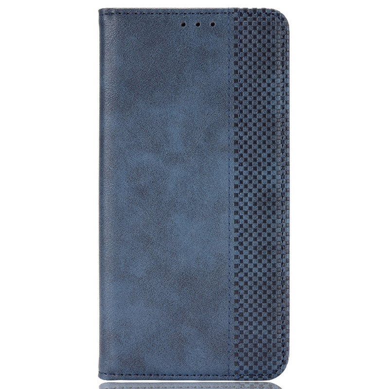 For Samsung Galaxy S24 Retro Phone Case Magnetic Closing Wallet Leather Cover - Blue