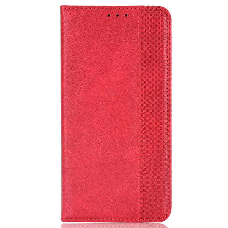 For Samsung Galaxy S24 Retro Phone Case Magnetic Closing Wallet Leather Cover - Red
