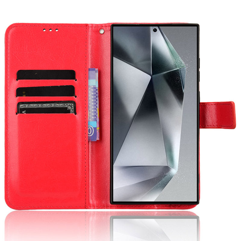 For Samsung Galaxy S24 Ultra Phone Leather Case Protective Cover with Wallet Stand - Gold