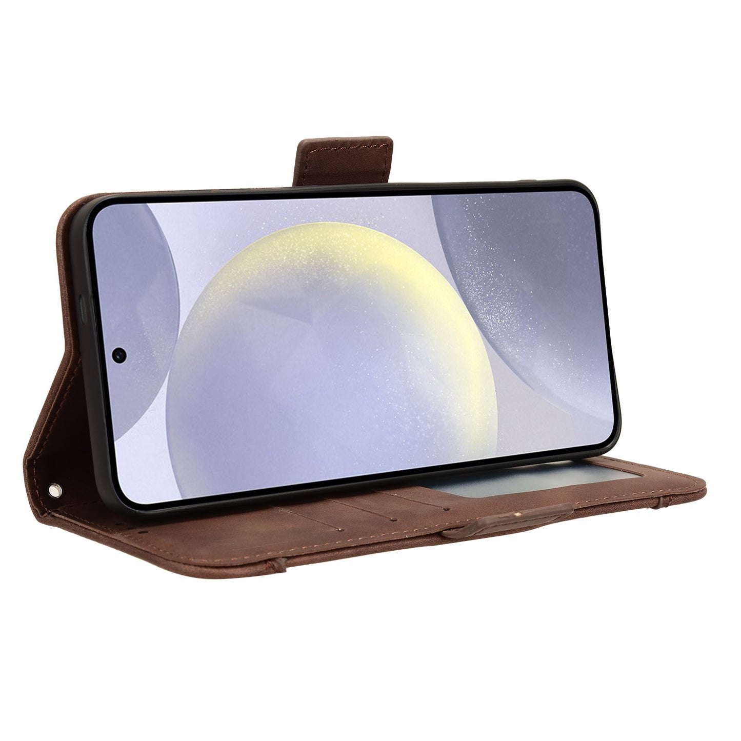 For Samsung Galaxy S24+ Multiple Card Slots Leather Case with Wallet Stand - Brown
