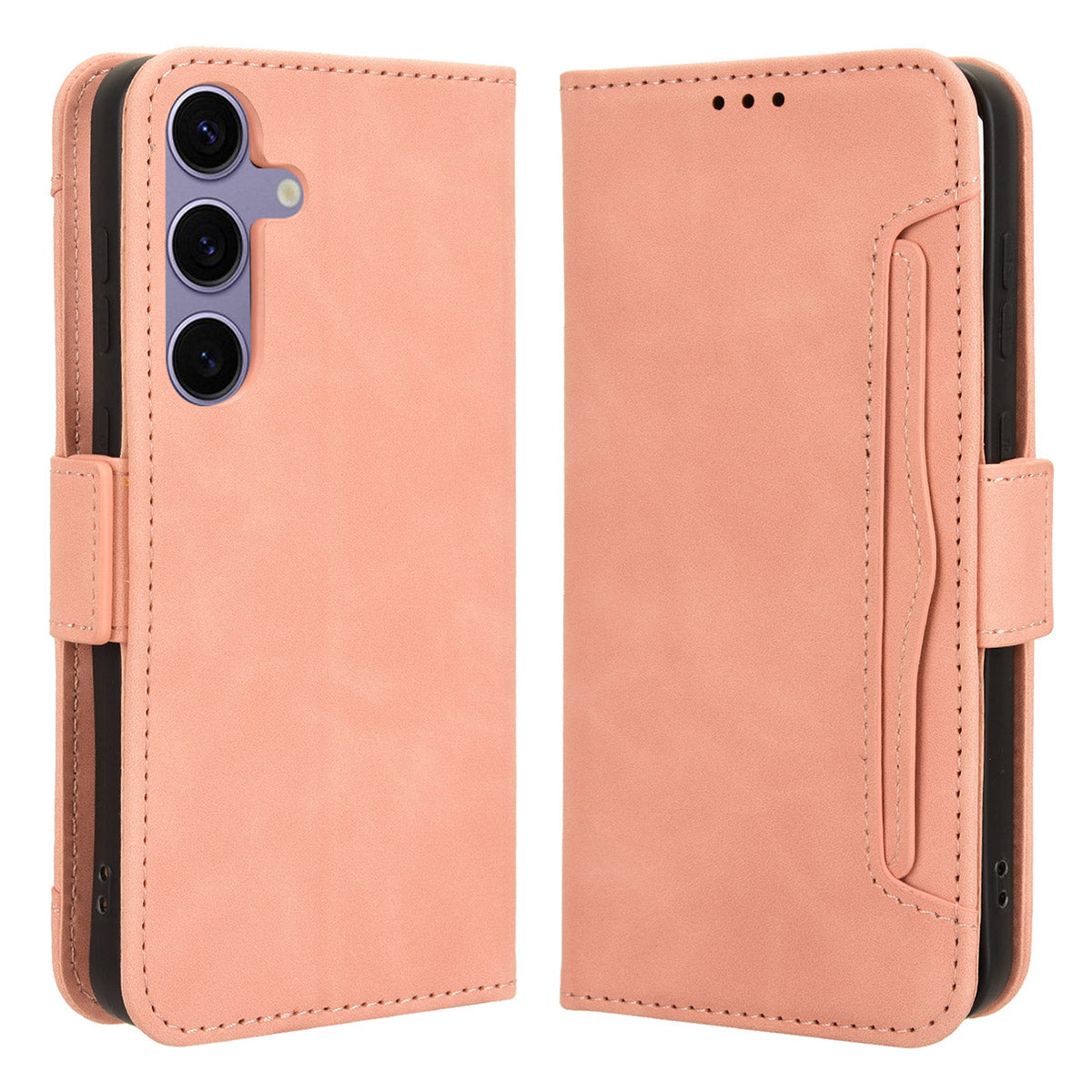 For Samsung Galaxy S24+ Multiple Card Slots Leather Case with Wallet Stand - Pink