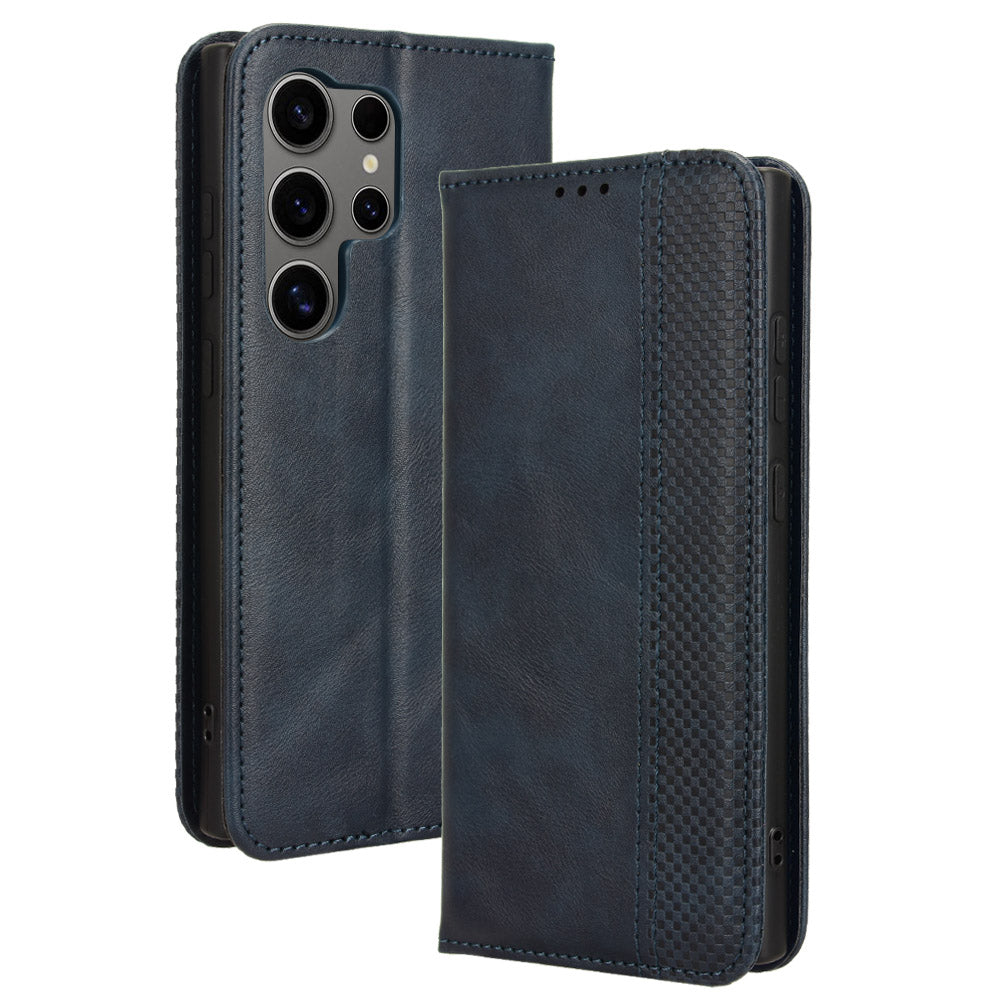 For Samsung Galaxy S24 Ultra PU Leather Case Flip Phone Wallet Cover - Blue