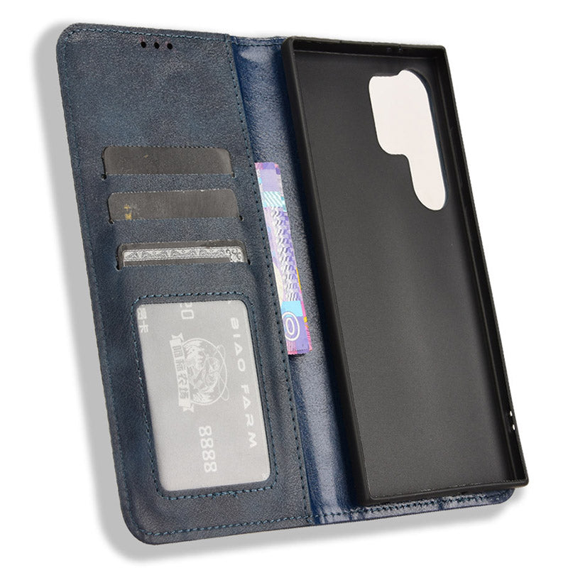 For Samsung Galaxy S24 Ultra PU Leather Case Flip Phone Wallet Cover - Blue