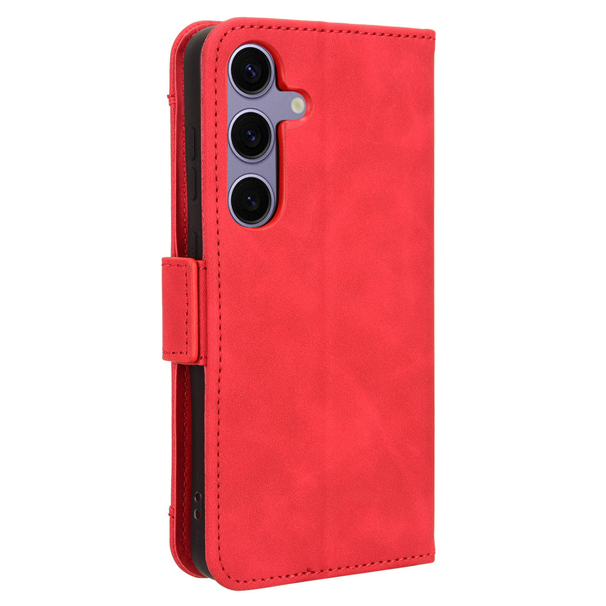 For Samsung Galaxy S24 Leather Phone Case Stand Multiple Card Slots - Red