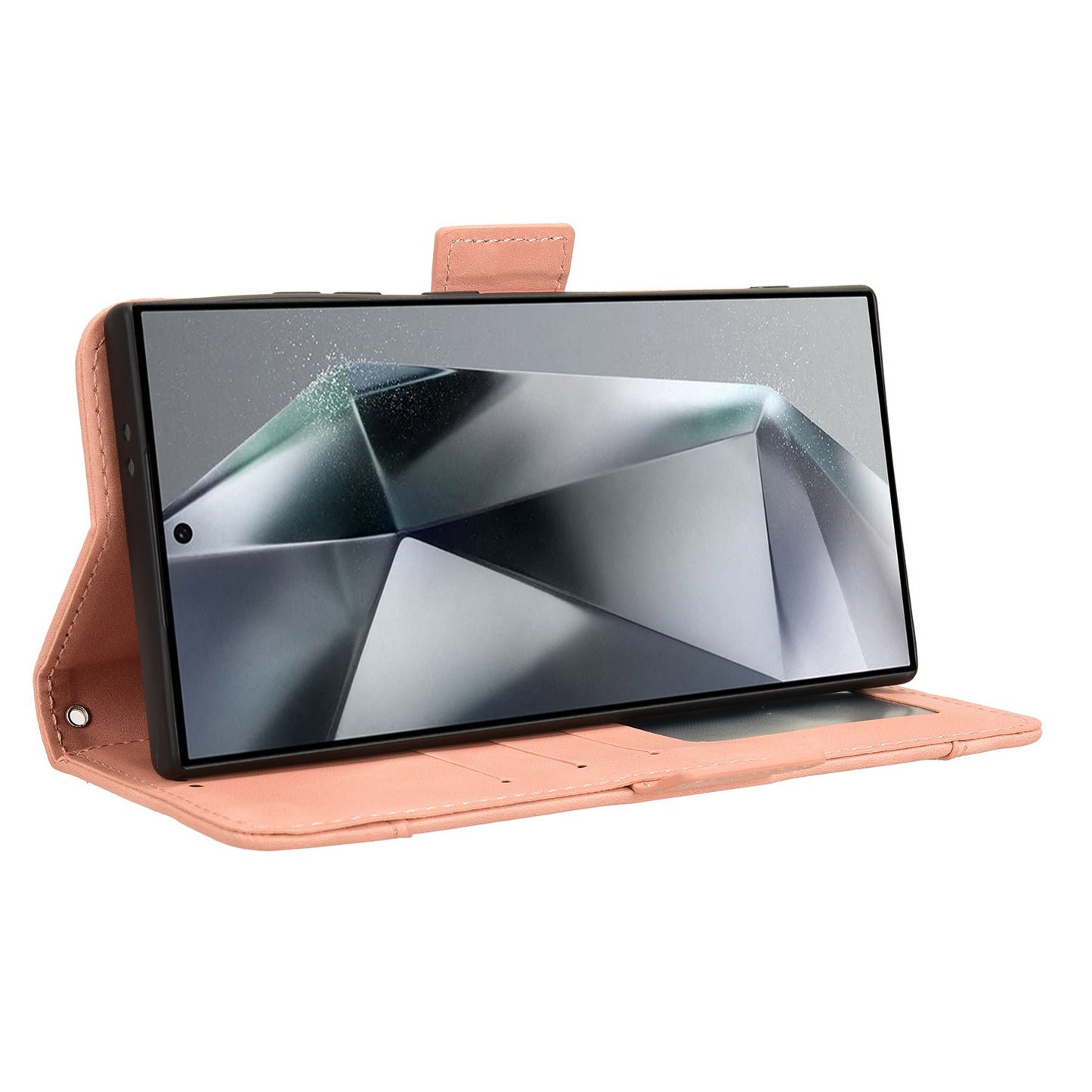 For Samsung Galaxy S24 Ultra Leather Case Multiple Card Slots Wallet Phone Cover - Pink