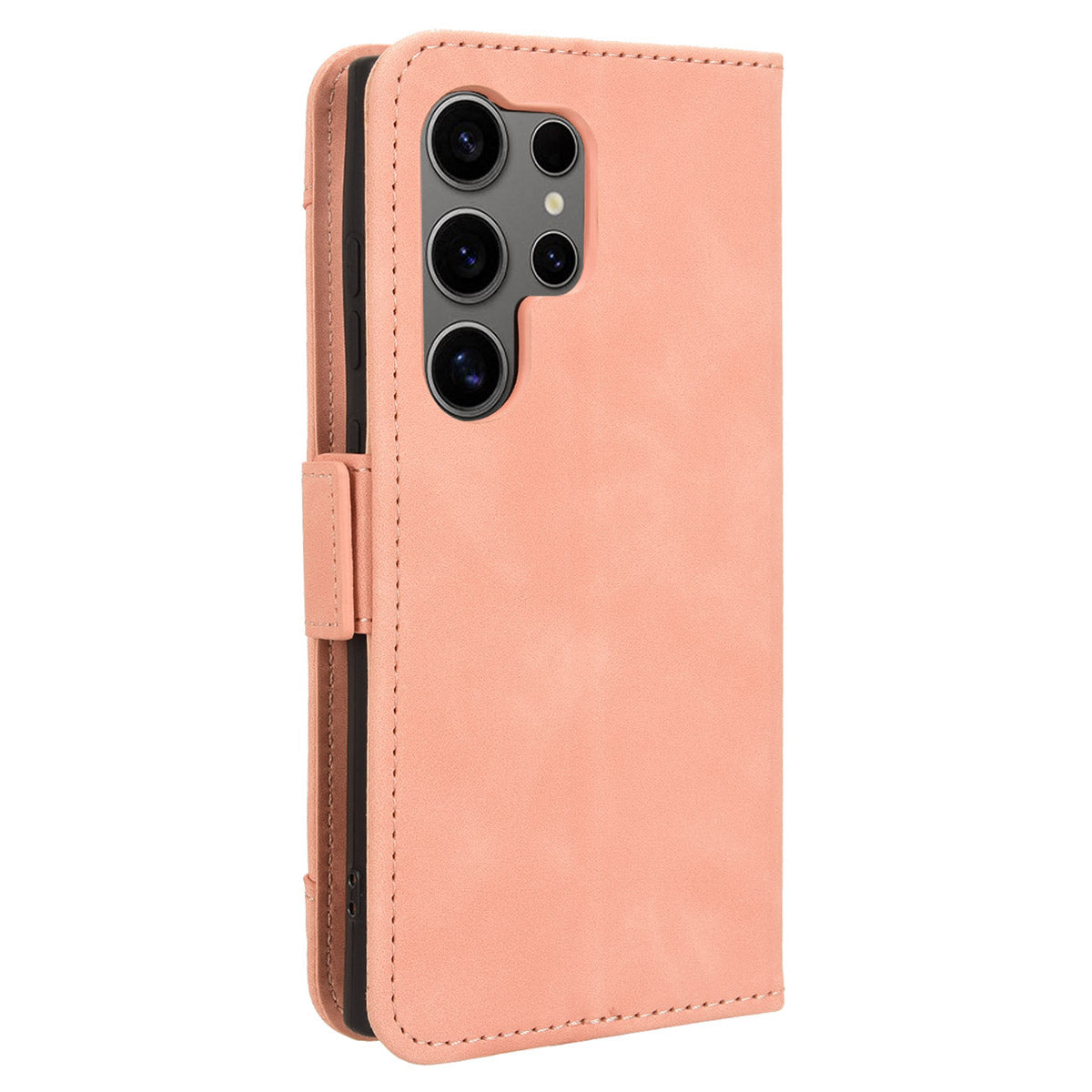For Samsung Galaxy S24 Ultra Leather Case Multiple Card Slots Wallet Phone Cover - Pink