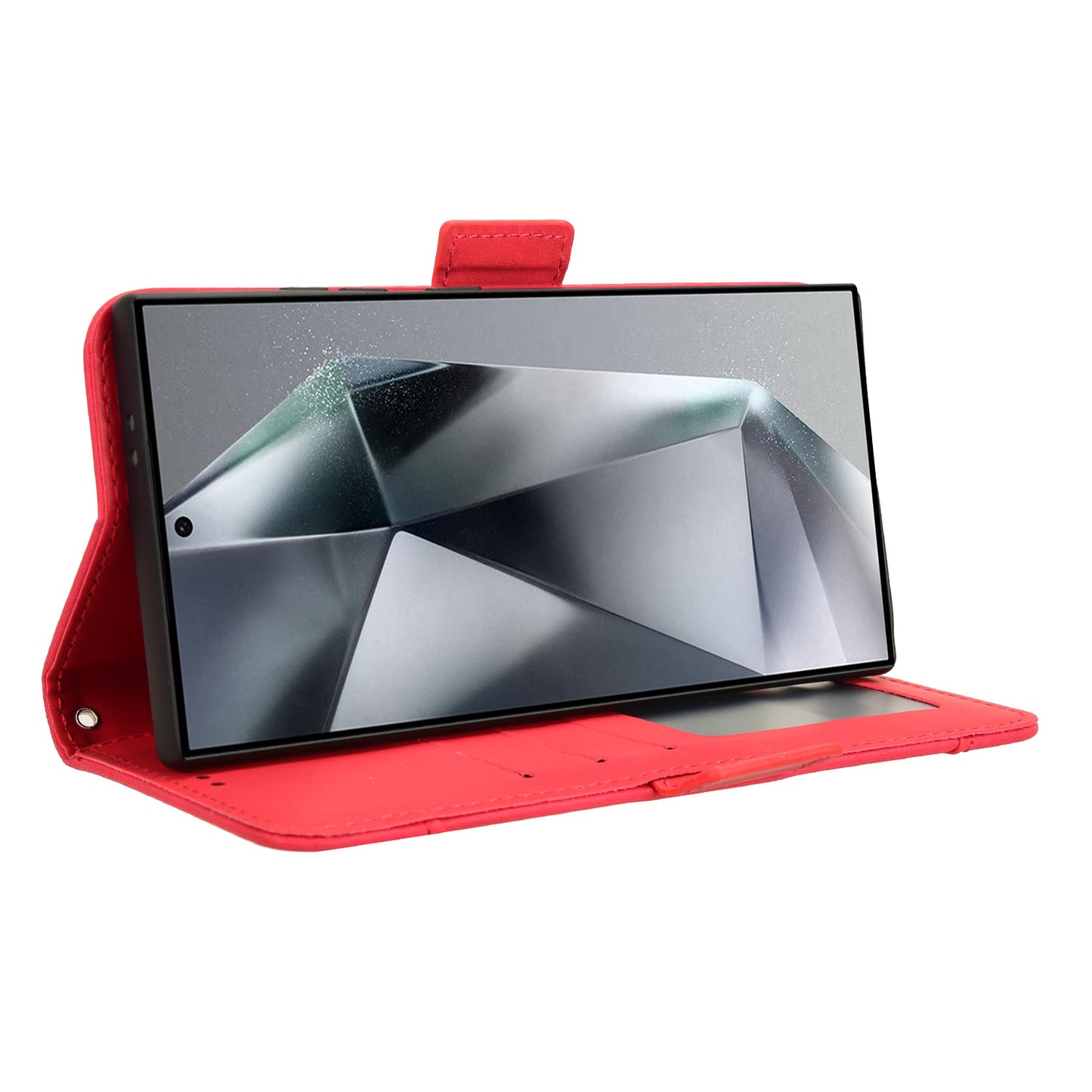 For Samsung Galaxy S24 Ultra Leather Case Multiple Card Slots Wallet Phone Cover - Red