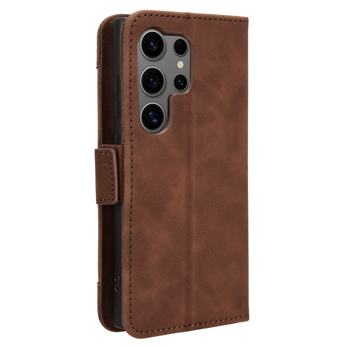 For Samsung Galaxy S24 Ultra Leather Case Multiple Card Slots Wallet Phone Cover - Brown