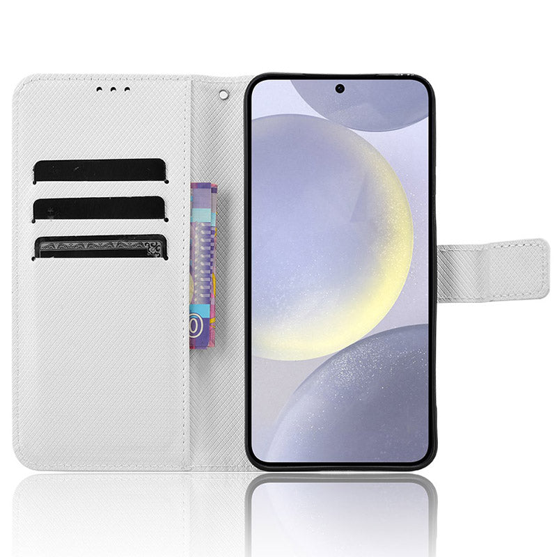 For Samsung Galaxy S24 Diamond Texture Leather Case Phone Wallet Stand - White