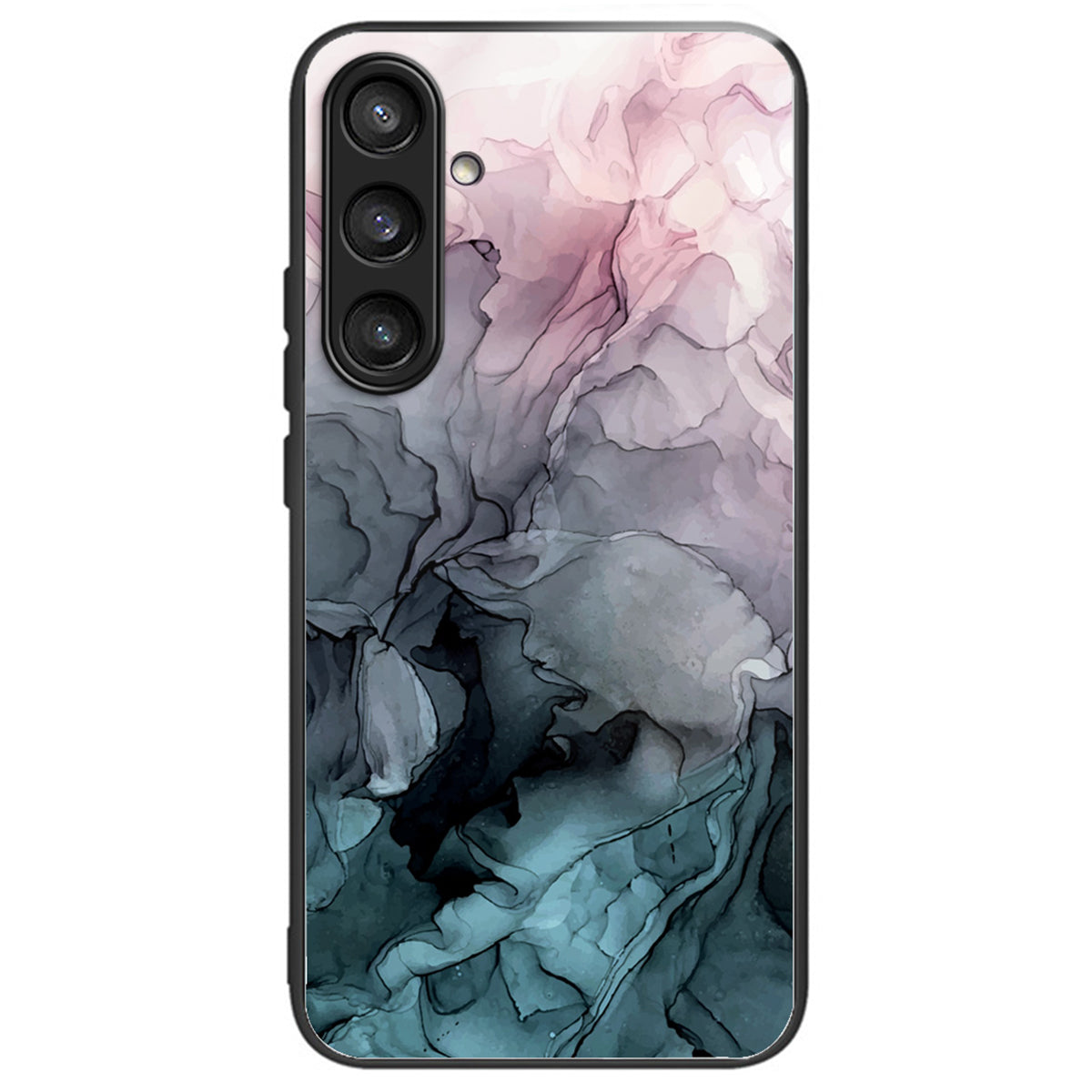 For Samsung Galaxy S24 Case Marble Pattern Tempered Glass+PC+TPU Phone Cover - Style B