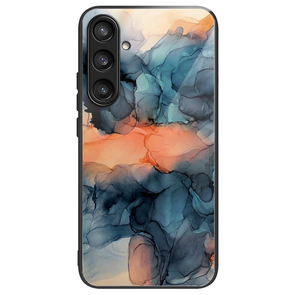 For Samsung Galaxy S24 Case Marble Pattern Tempered Glass+PC+TPU Phone Cover - Style H