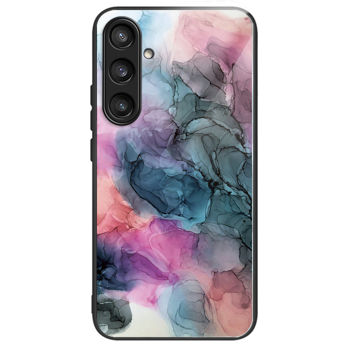 For Samsung Galaxy S24 Case Marble Pattern Tempered Glass+PC+TPU Phone Cover - Style I