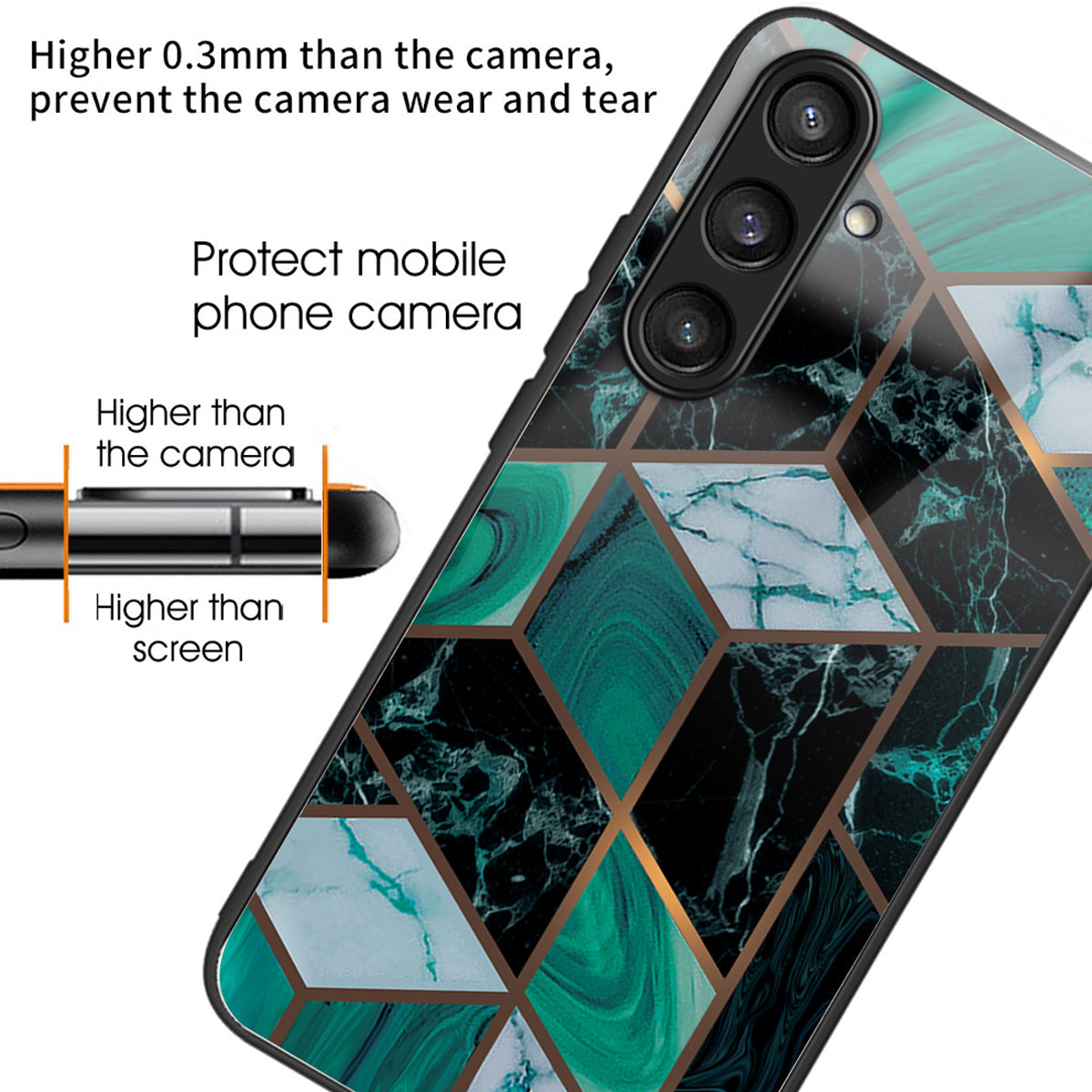 For Samsung Galaxy S24 Case Marble Pattern Tempered Glass+PC+TPU Phone Cover - Style O