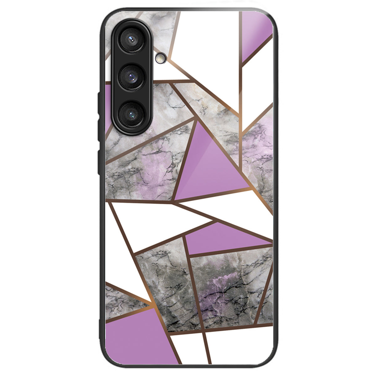 For Samsung Galaxy S24 Case Marble Pattern Tempered Glass+PC+TPU Phone Cover - Style Q