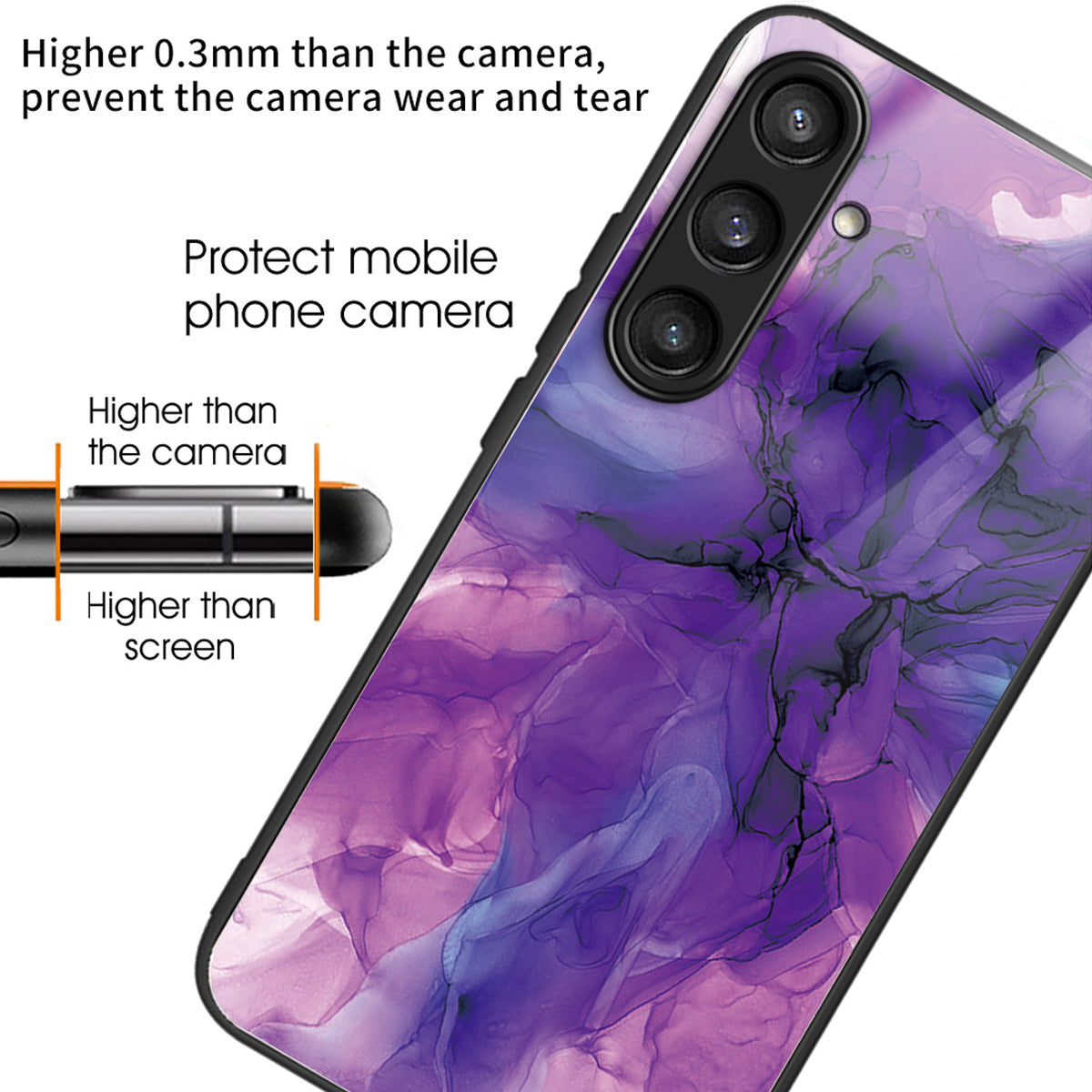 For Samsung Galaxy S24+ Marble Pattern Case Anti-Scratch Tempered Glass+PC+TPU Phone Cover  - Style B