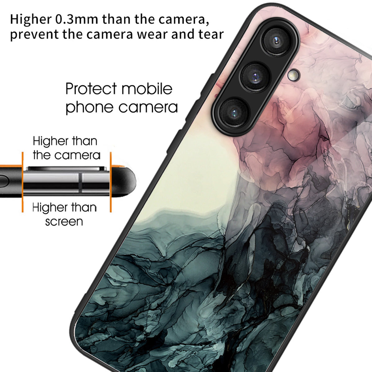 For Samsung Galaxy S24+ Marble Pattern Case Anti-Scratch Tempered Glass+PC+TPU Phone Cover  - Style E