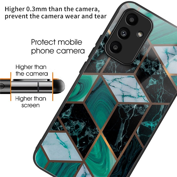 For Samsung Galaxy A15 4G / 5G Tempered Glass Case Shock Protective Phone Cover Marble Pattern - Style M