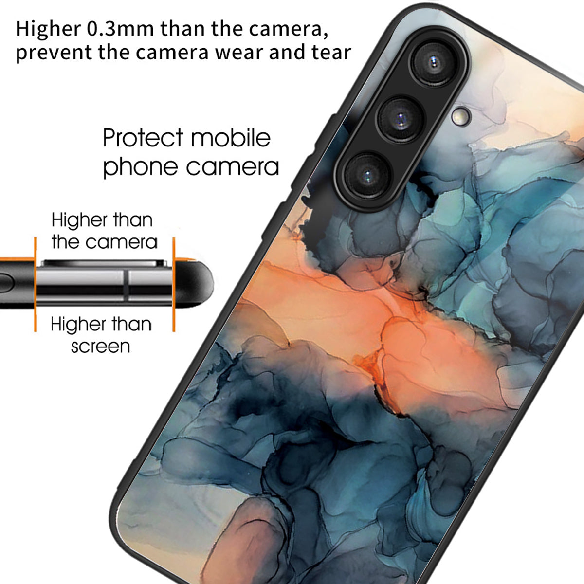 For Samsung Galaxy S24 Ultra Tempered Glass Back Cover PC+TPU Marble Pattern Phone Case - Style H