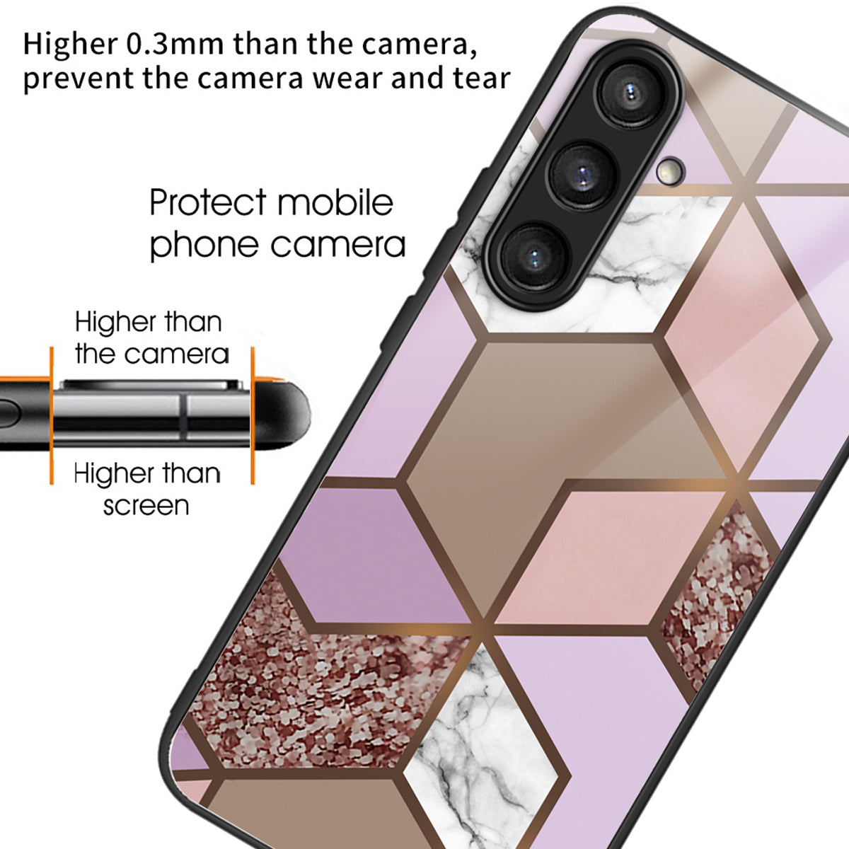 For Samsung Galaxy S24 Ultra Tempered Glass Back Cover PC+TPU Marble Pattern Phone Case - Style J
