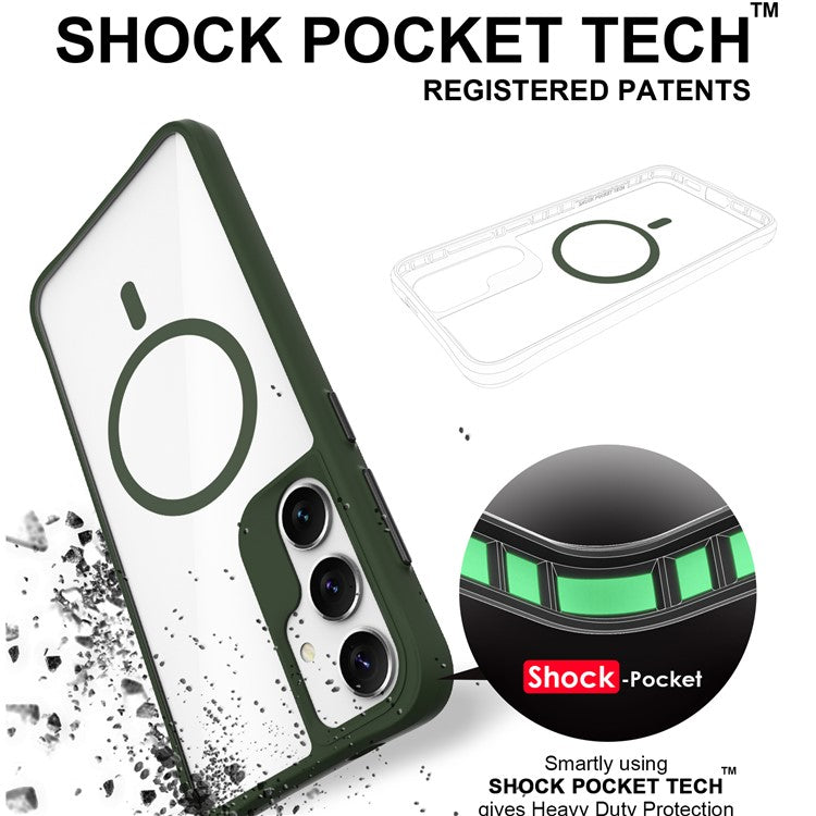 Combat X Mode Magnetic Series for Samsung Galaxy S24+ Case Compatible with Magsafe TPU+PC Protective Protector - Army Green
