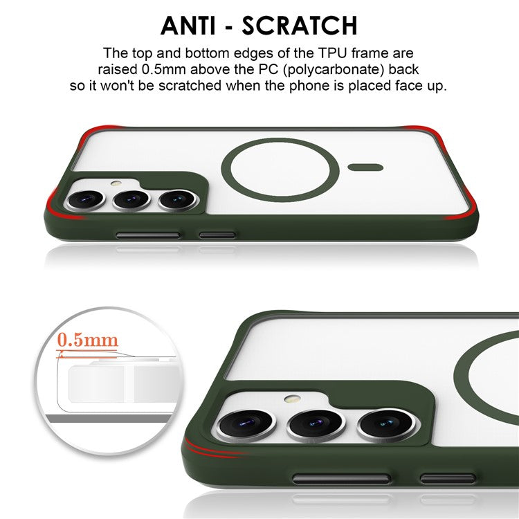 Combat X Mode Magnetic Series for Samsung Galaxy S24+ Case Compatible with Magsafe TPU+PC Protective Protector - Army Green