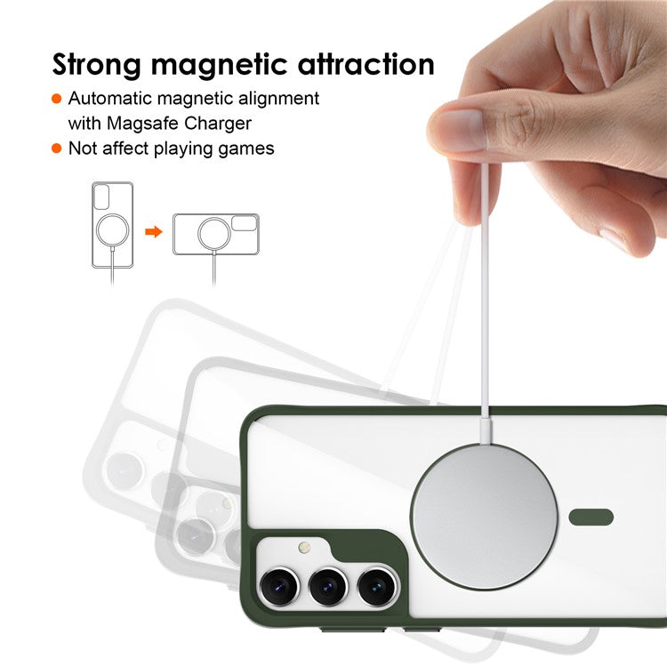 Combat X Mode Magnetic Series for Samsung Galaxy S24+ Case Compatible with Magsafe TPU+PC Protective Protector - Army Green