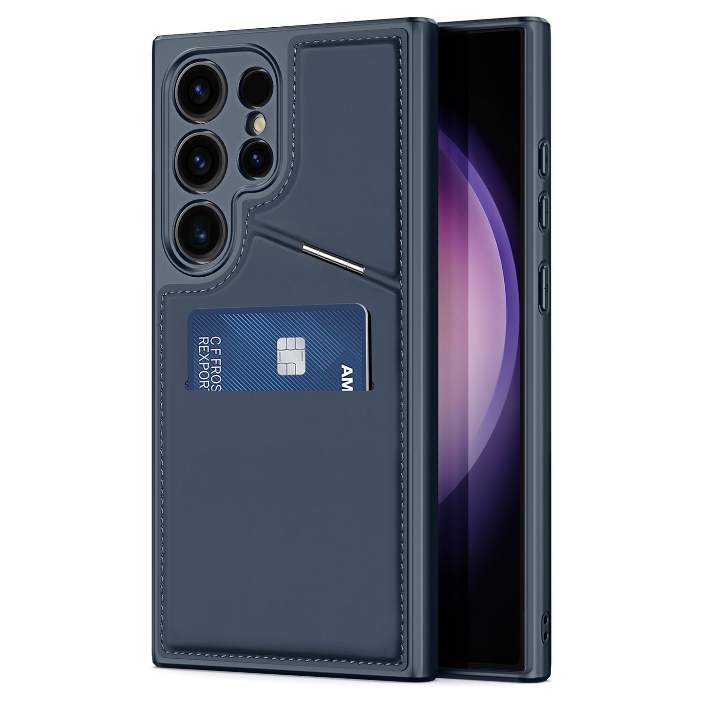 DUX DUCIS Rafi II Series for Samsung Galaxy S24 Ultra Magnetic Phone Case with Card Slots Kickstand - Blue
