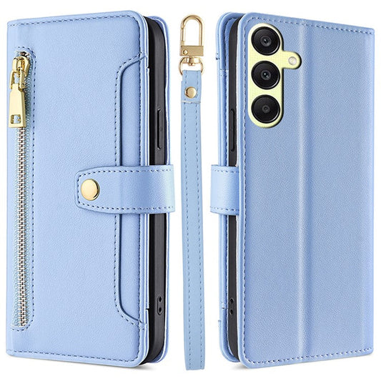 Wallet Case for Samsung Galaxy A25 5G (Global) (161.0 x 76.5 x 8.3mm) Shell Anti-fall Leather Phone Cover - Blue