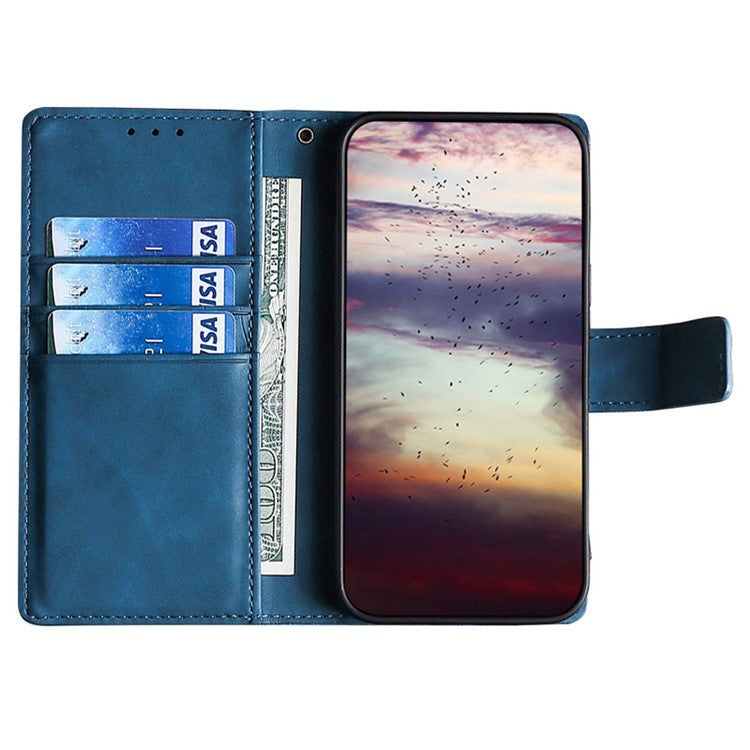 For OnePlus 12 5G Flip Phone Case PU Leather Crocodile Texture Stand Phone Shell Wallet - Blue