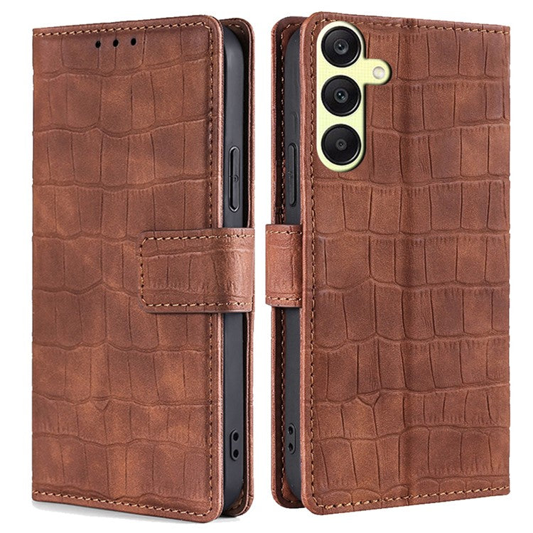 For Samsung Galaxy A25 5G (Global) (161.0 x 76.5 x 8.3mm) Leather Phone Case Wallet Phone Cover - Brown