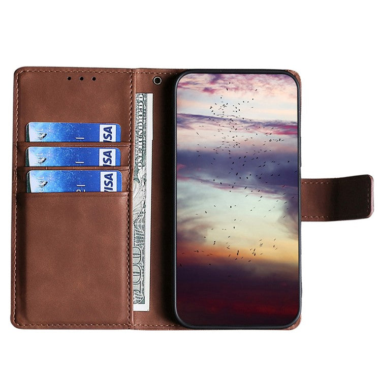 For Samsung Galaxy A25 5G (Global) (161.0 x 76.5 x 8.3mm) Leather Phone Case Wallet Phone Cover - Brown