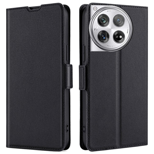 PU Leather Phone Case for OnePlus 12 5G Card Slots Cell Phone Cover Drop Protection Shell - Black