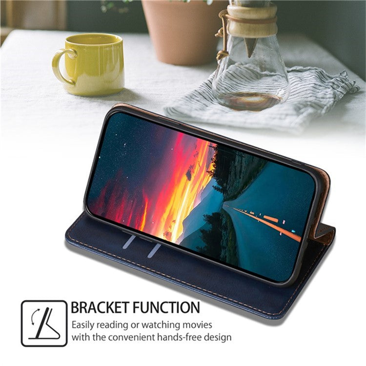 For OnePlus 12 5G Case Magnetic Anti-scratch PU Leather Wallet Card Slots Phone Cover - Blue