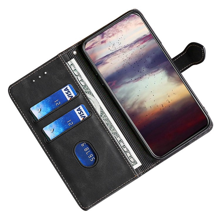 For OnePlus 12 5G Cover Straw Hat Design Shockproof PU Leather Stand Wallet Cell Phone Case - Black