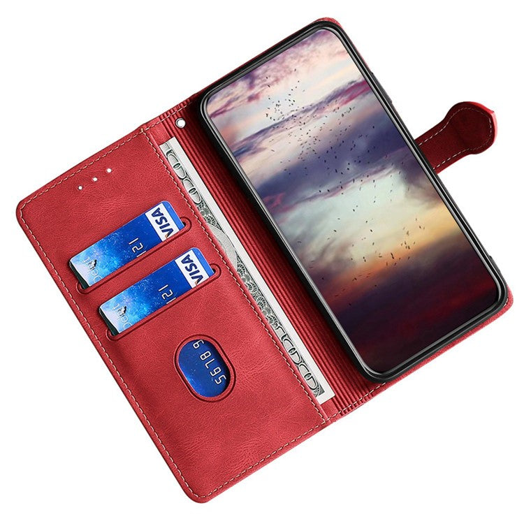 For OnePlus 12 5G Cover Straw Hat Design Shockproof PU Leather Stand Wallet Cell Phone Case - Red