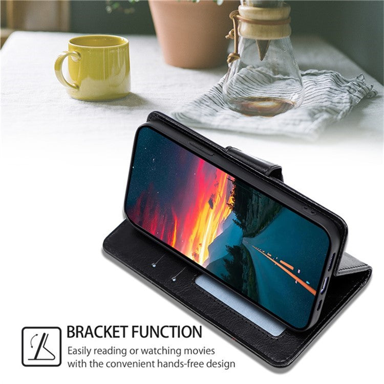 Phone Wallet Cover for OnePlus 12 5G Leather Case with Viewing Stand - Black