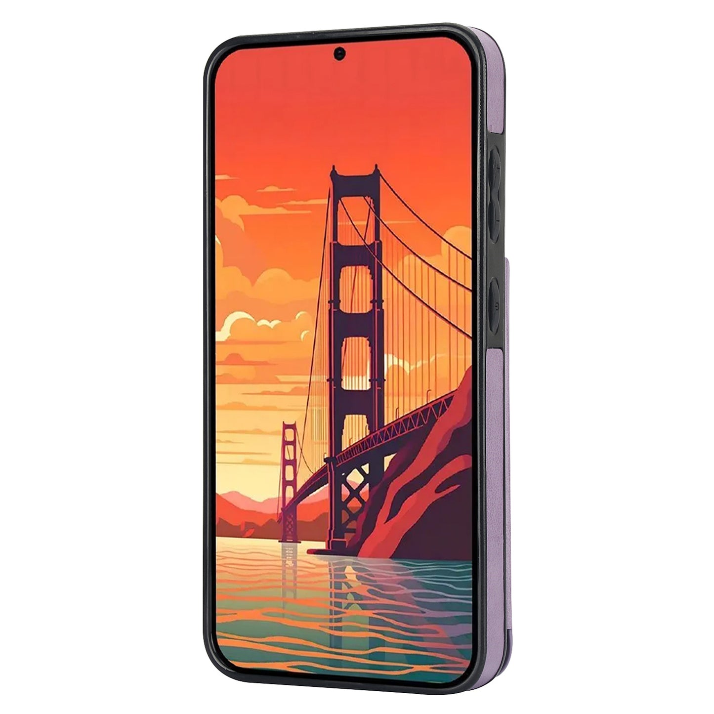 For Samsung Galaxy S24+ Cell Phone Case PU Leather Imprinted Mandala Flower Cover with Card Slots - Purple