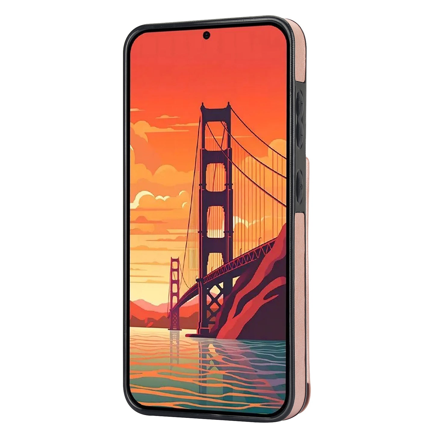 For Samsung Galaxy S24+ Cell Phone Case PU Leather Imprinted Mandala Flower Cover with Card Slots - Rose Gold