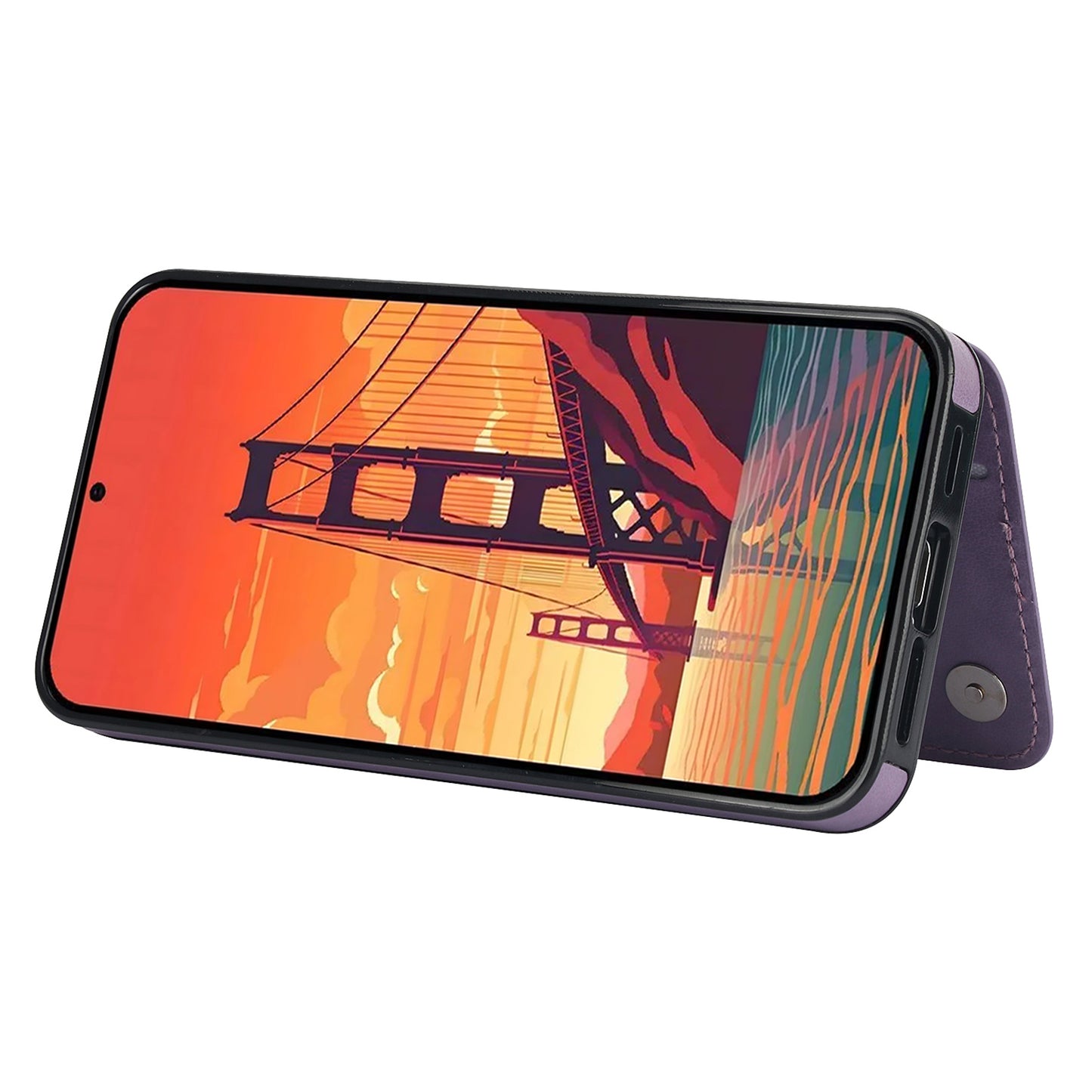 For Samsung Galaxy S24 Case Imprinted Mandala Flower PU Leather Kickstand Back Cover - Purple