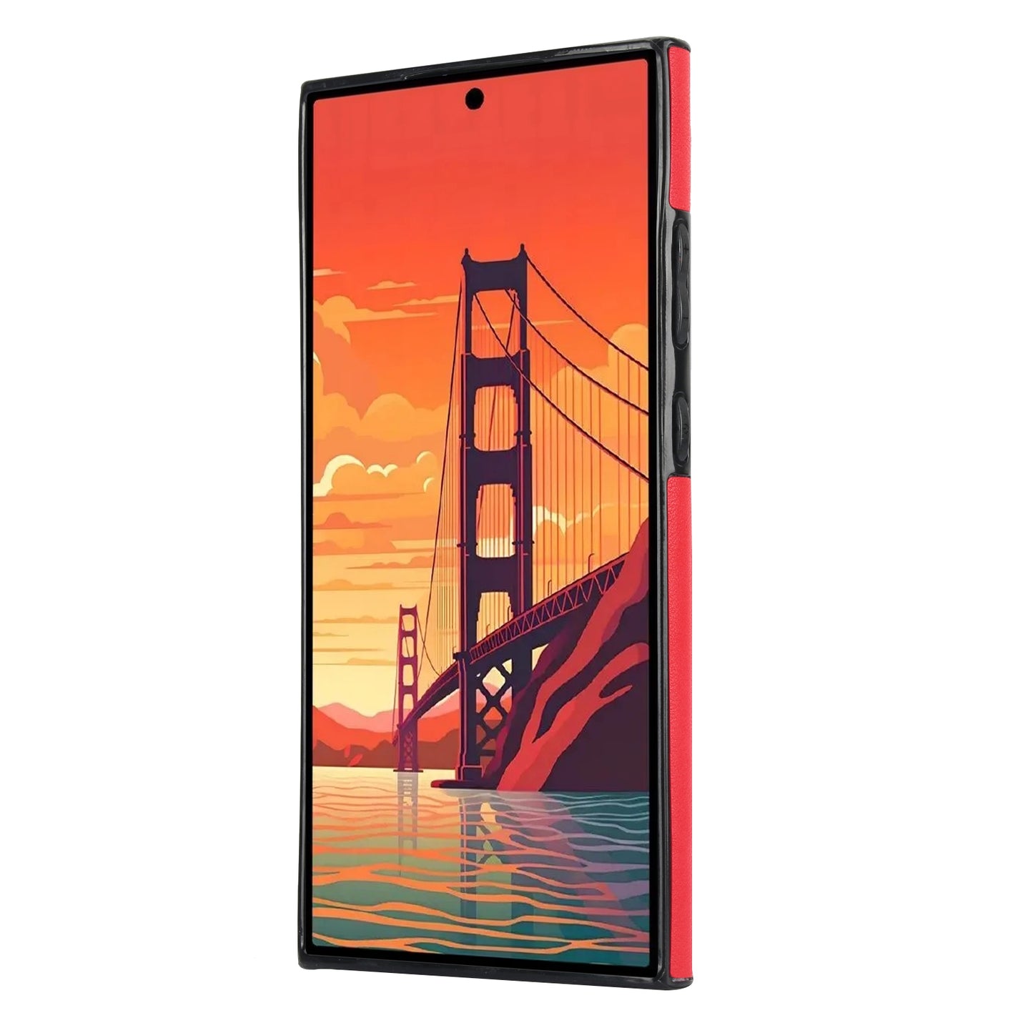 For Samsung Galaxy S24 Ultra Cell Phone Case Crossbody PU Leather+TPU Strap Kickstand Cover - Red