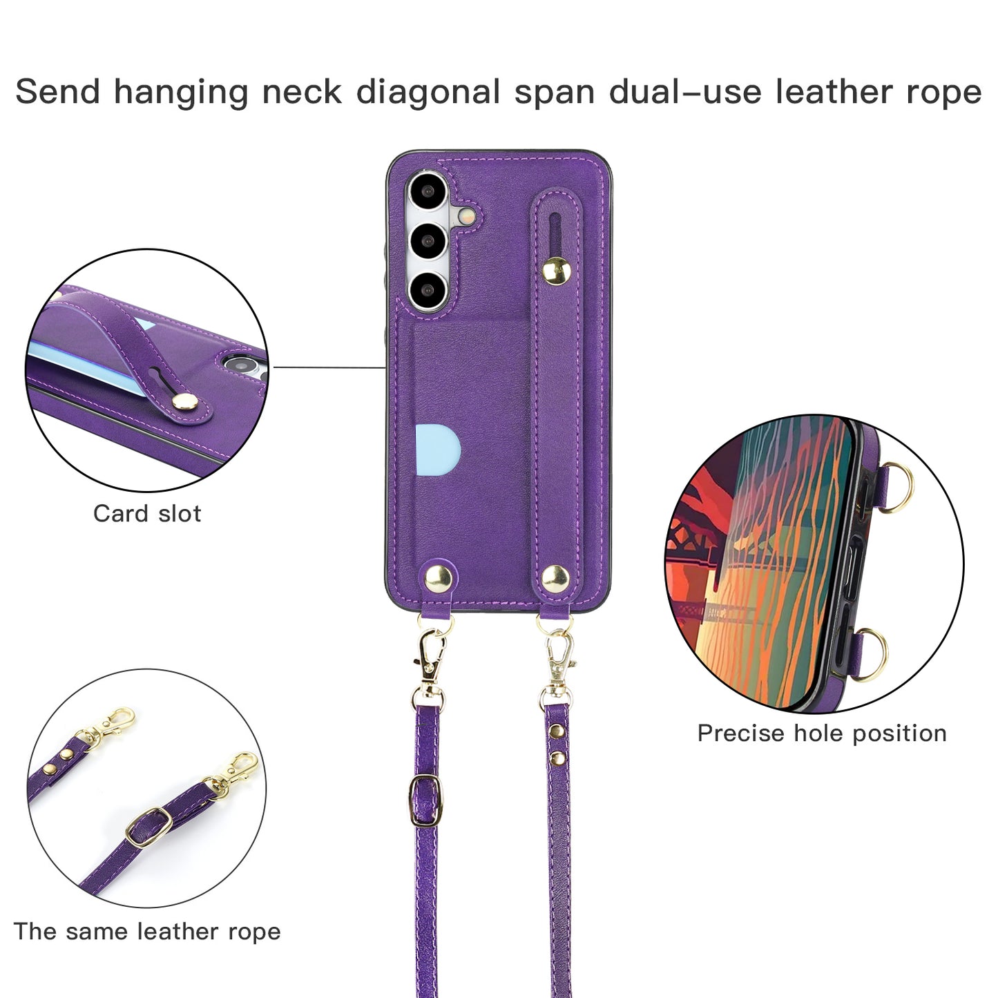 For Samsung Galaxy S24 Case Card Slot PU Leather+TPU Scratch-resistant Phone Shell - Purple