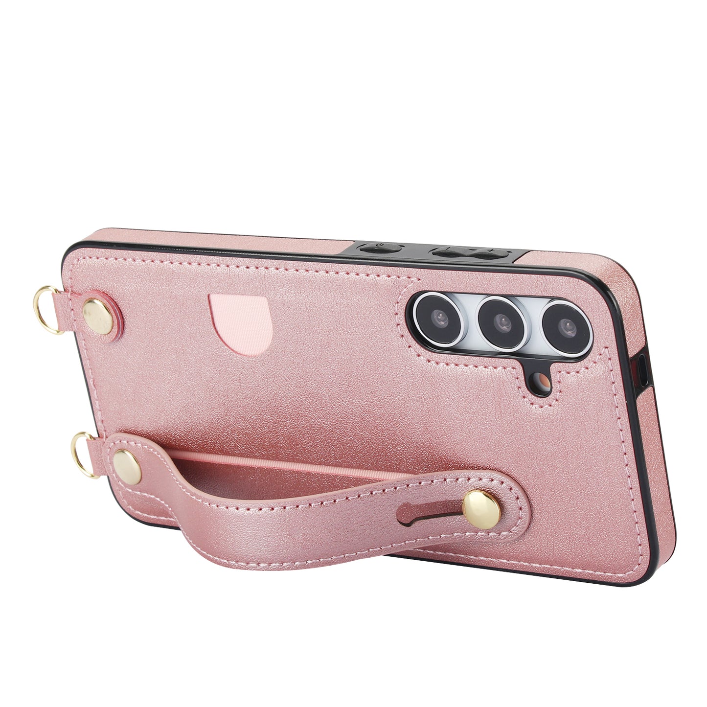 For Samsung Galaxy S24 Case Card Slot PU Leather+TPU Scratch-resistant Phone Shell - Rose Gold