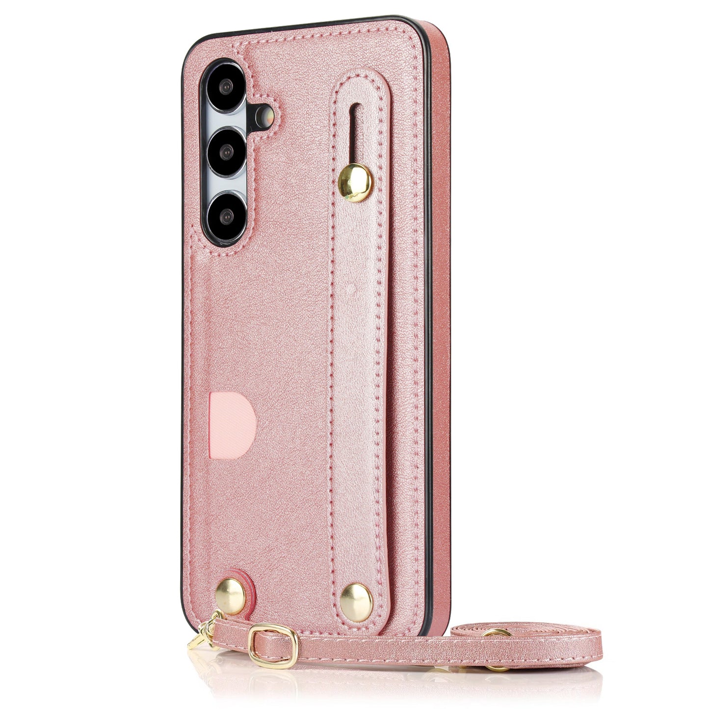 For Samsung Galaxy S24 Case Card Slot PU Leather+TPU Scratch-resistant Phone Shell - Rose Gold