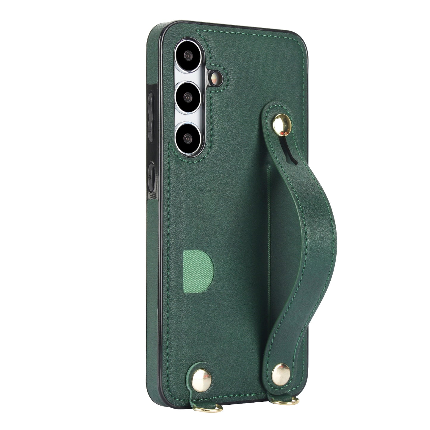 For Samsung Galaxy S24+ Cell Phone Case Strap Kickstand Card Slot PU Leather+TPU Protective Shell - Green