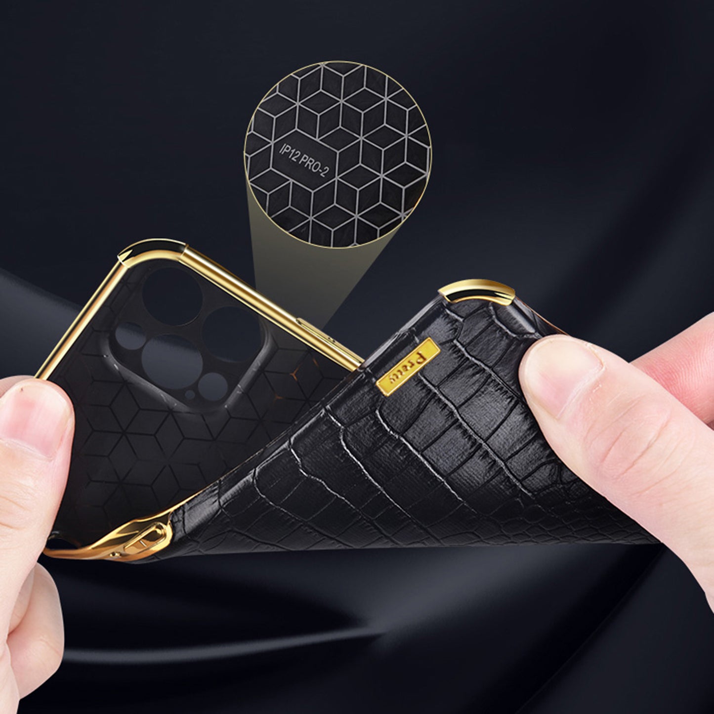 For Samsung Galaxy S24 Cell Phone Case Crocodile Texture 6D Electroplating Shockproof Cover - Black