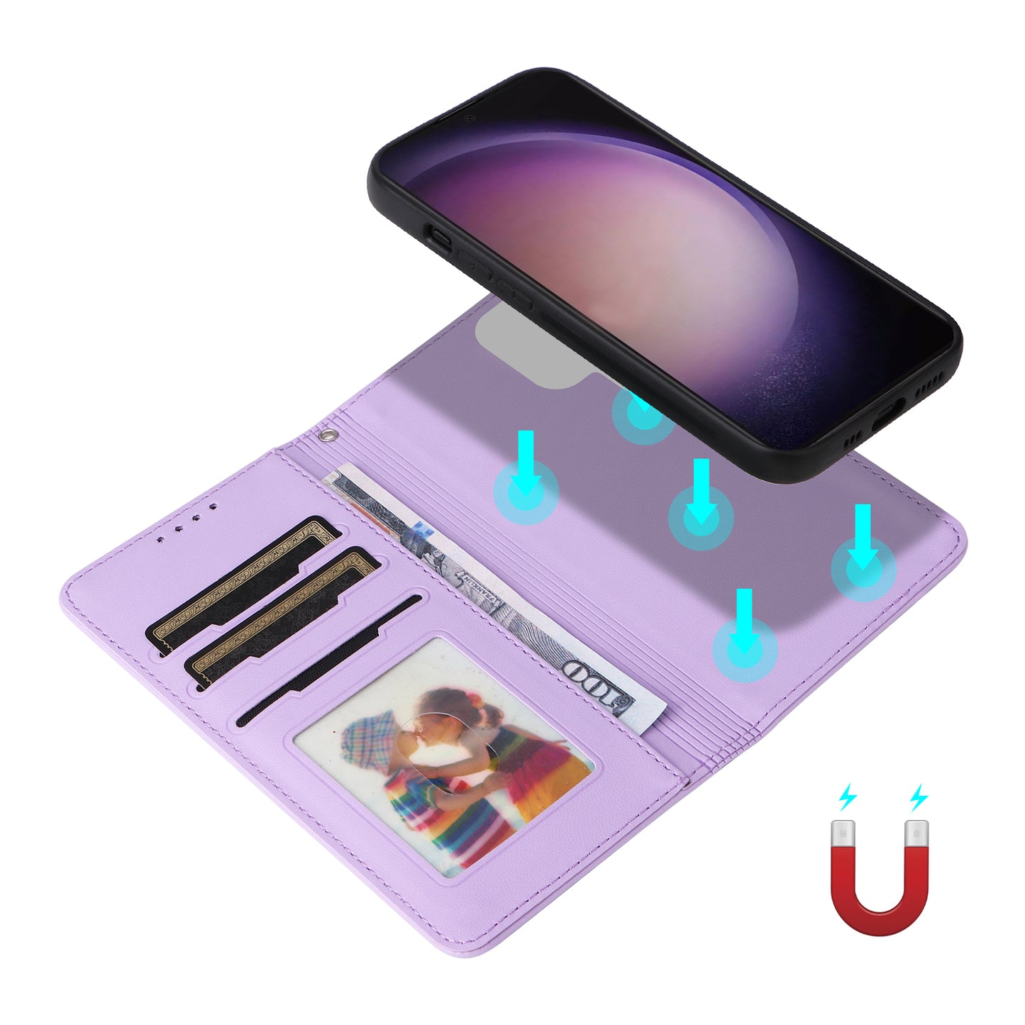 BETOPNICE 005 For Samsung Galaxy S24 Ultra Leather Case Magnetic Detachable Phone Cover - Purple